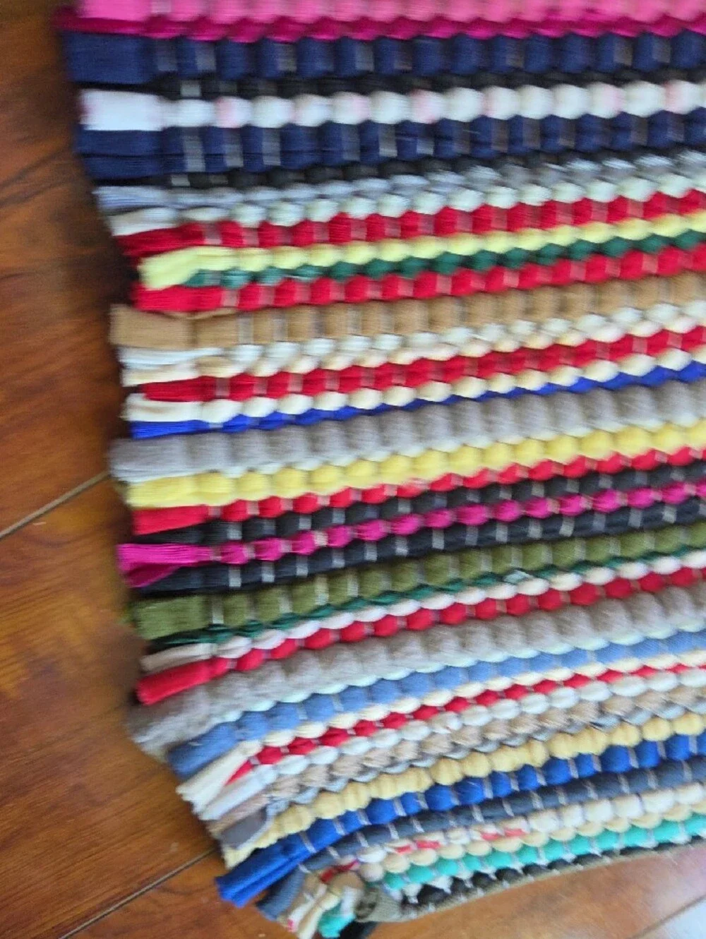 Multicolor Striped Woven Skirt - Vibrant Rainbow Stripes RAG RUG